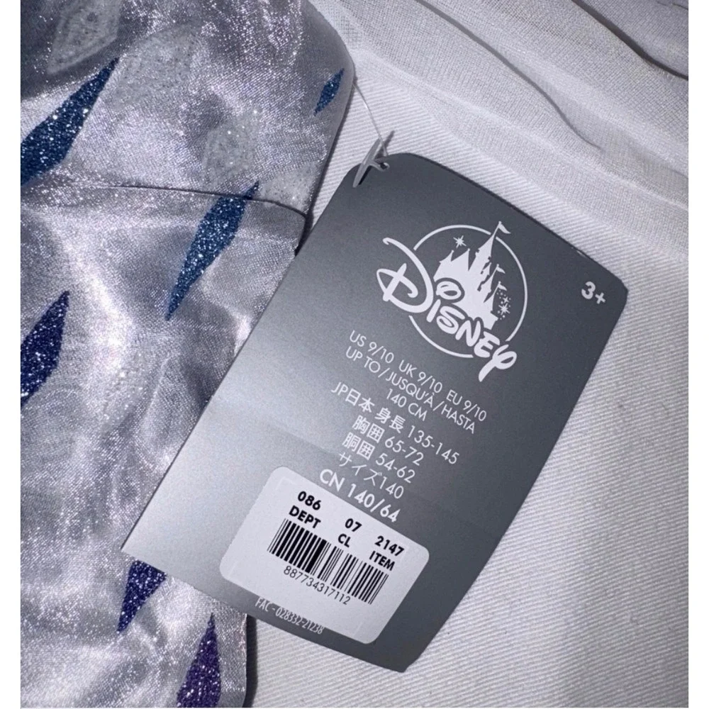 Disney Elsa Frozen 2 Costume Dress age 9/10 Silver Blue NEW Glitter Cape